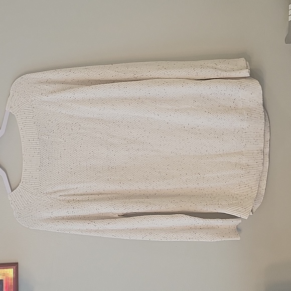 LOFT Cream Speckled Scoop-Neck Knit Sweater - Picture 8 of 8